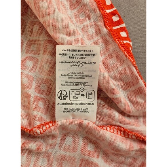 Women's Boden V-Neck Front and Back Geometric Print Top Red White 10 - Picture 7 of 7